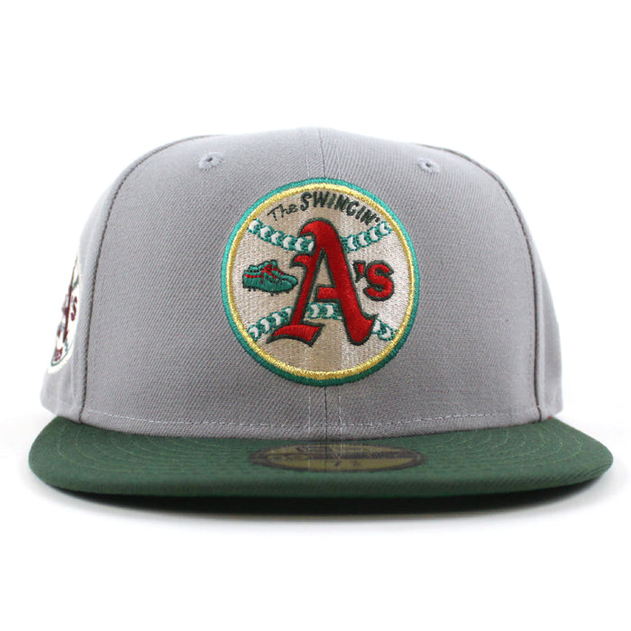Oakland Athletics 1973 World Series New Era 59Fifty Fitted Hat (Gray Dark Green Green Under Brim)