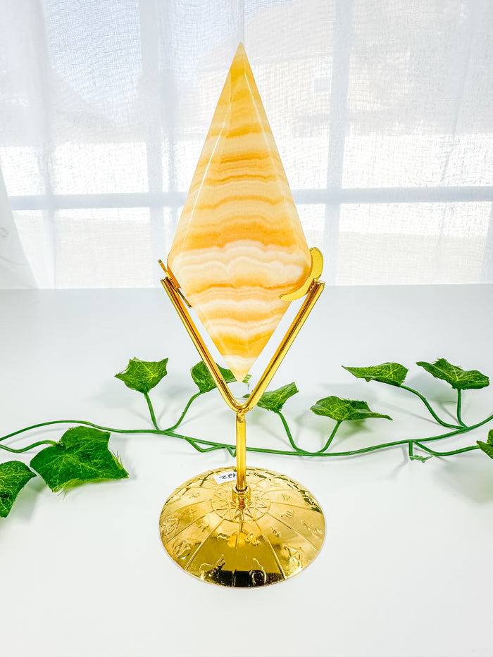 Orange Calcite Diamond on Stand (42Z)