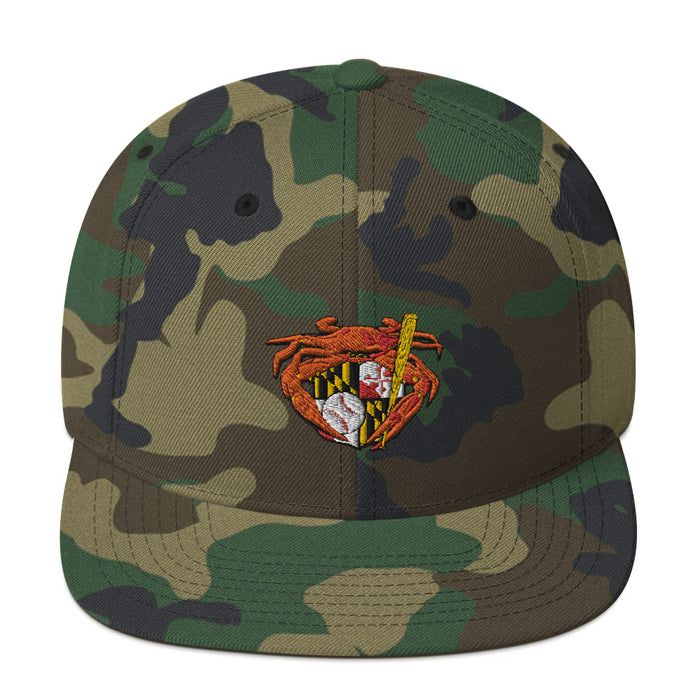 Oriole Baseball Crab Maryland Crest, Embroidered Snapback Hat