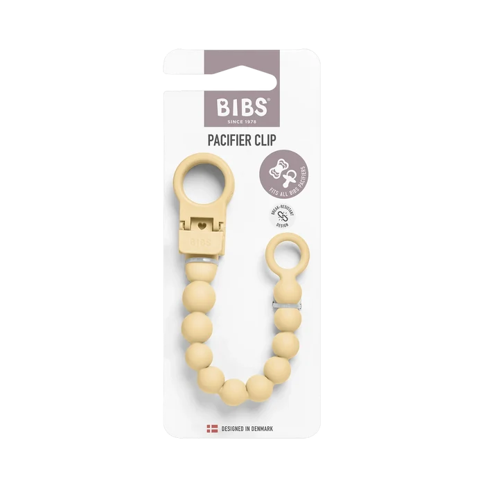Pacifier Clip - Beaded - Pale Butter