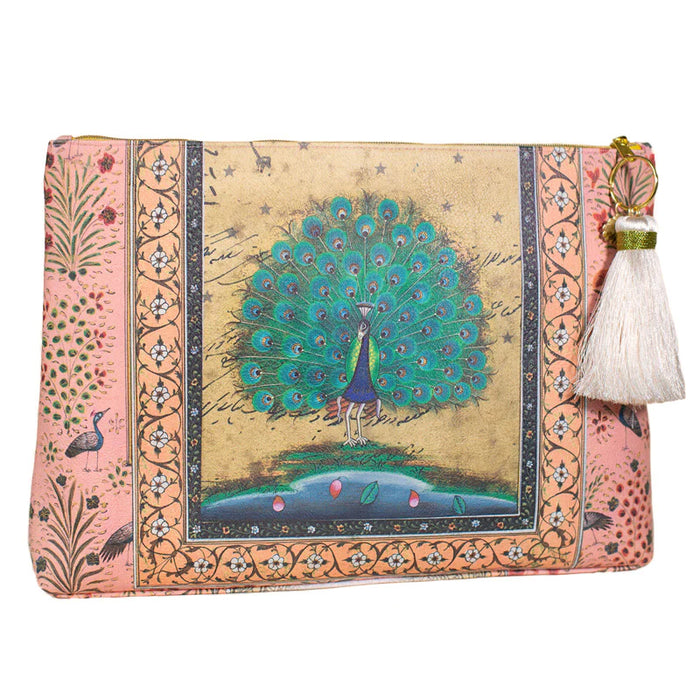 Papaya - Starlet Peacock Large Tassel Pouch Clutch Purse Boho Bag Laptop Case APL0016