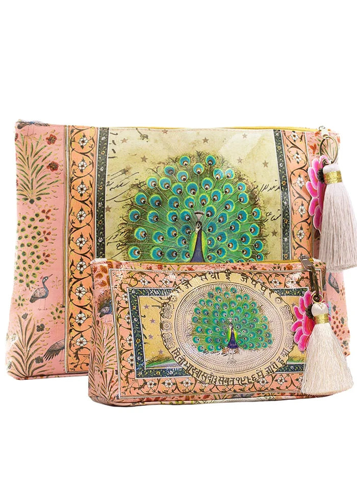Papaya - Starlet Peacock Large Tassel Pouch Clutch Purse Boho Bag Laptop Case APL0016