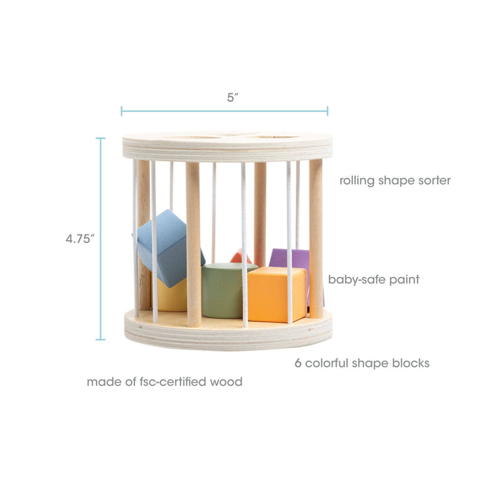 Pearhead Wooden Shape Sorter, Toddlers Montessori Learning Toy