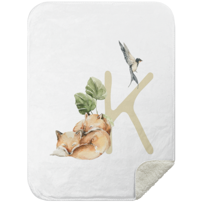 Personalized Soft Sherpa Blanket with Letter "K" - Family Fabrics B.V.