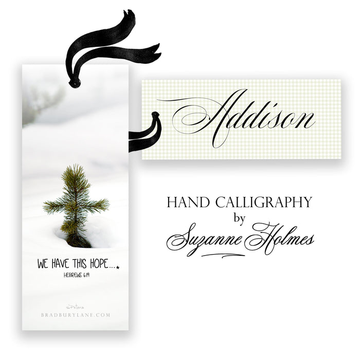 Pine Cross (Hebrews 6:19) - Laminated Personalized Bookmark