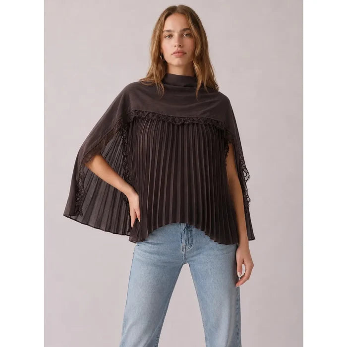 Pleatedtop Flowy Cape Blouse