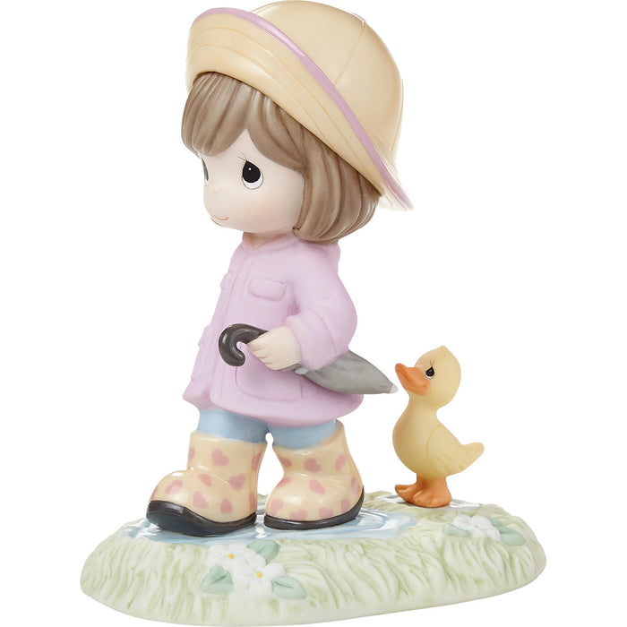 Precious Moments - Let Your Heart Lead The Way Rainy Day Walk Yellow Duck Porcelain Figurine 222013