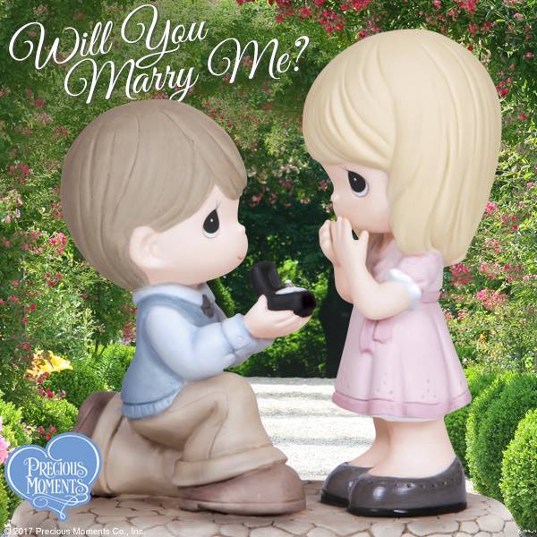Precious Moments - Will You Marry Me Proposal Wedding Ring Porcelain Figurine 133022