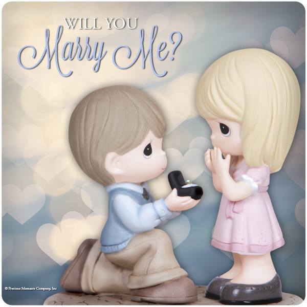 Precious Moments - Will You Marry Me Proposal Wedding Ring Porcelain Figurine 133022