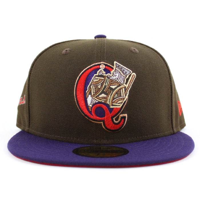 QUEENS KINGS QUEENS Patch New Era 59Fifty Fitted Hat (WALNUT PURPLE SCARLET Under Brim)
