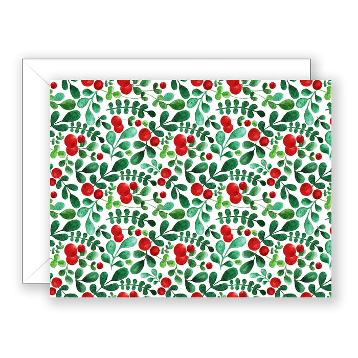 Red Berry Pattern Folded Boxed Notes