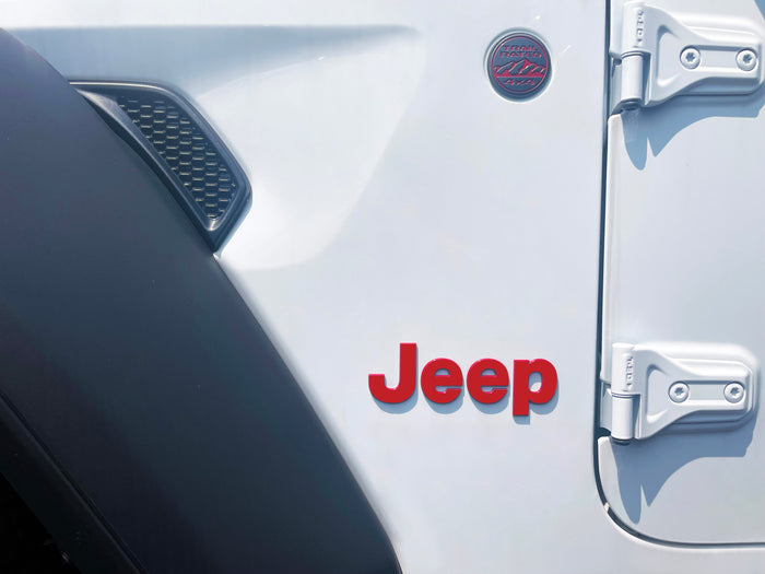 Red Jeep Fender Emblem Overlay Vinyl Decals 2pk