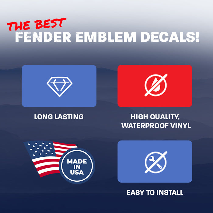 Red Jeep Fender Emblem Overlay Vinyl Decals 2pk