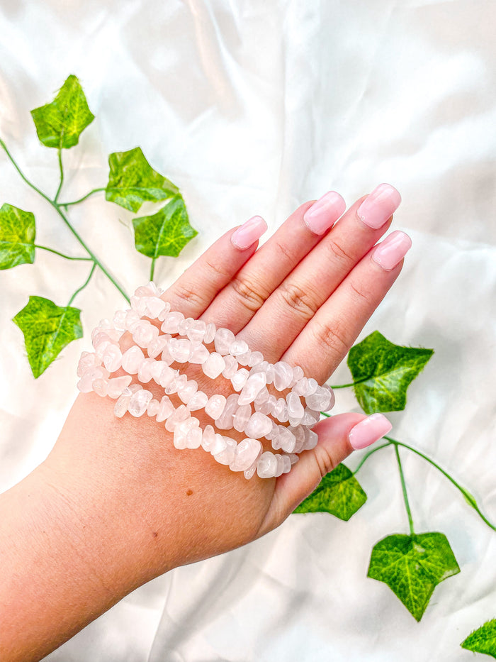 Rose Quartz Chip Bracelet