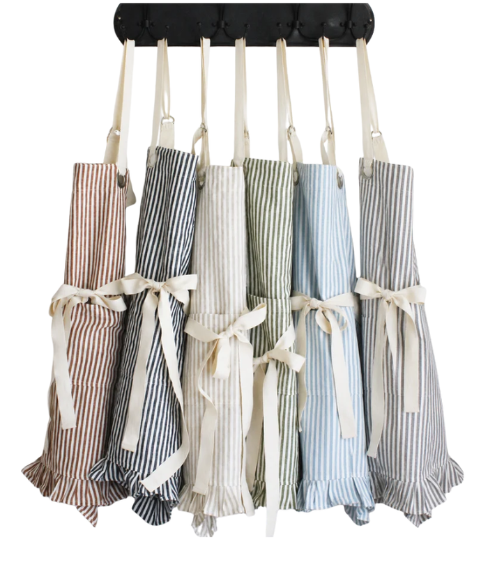 Ruffle Pin Stripe Apron