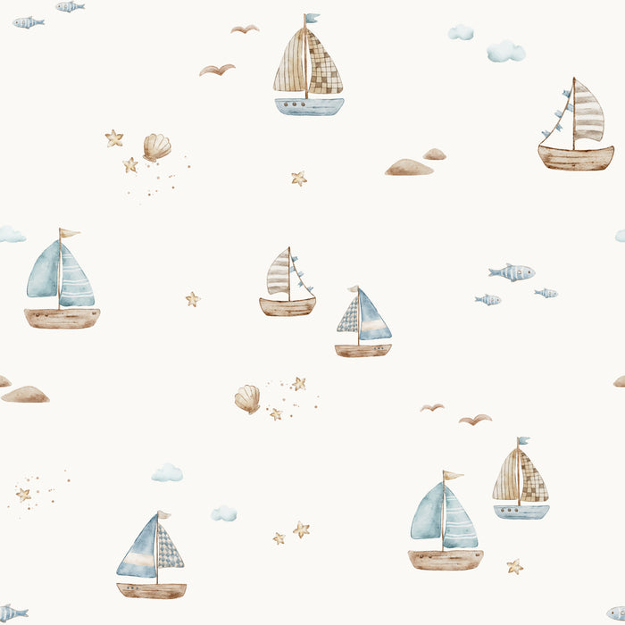 Sailboats OffWhite - Family Fabrics B.V.