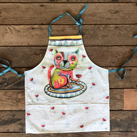 "Sale" Allen Designs - Cat Wine Pet Salon Kitchen Adult Apron 1776