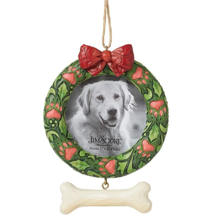 "Sale" Jim Shore Heartwood Creek - Dog Wreath Frame Ornament 6015516