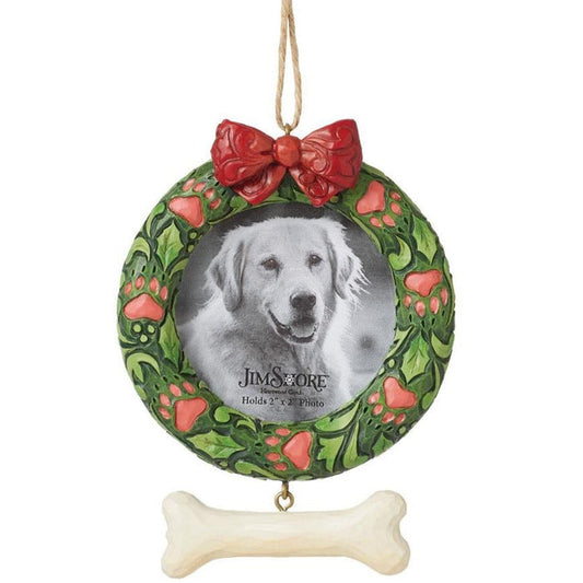"Sale" Jim Shore Heartwood Creek - Dog Wreath Frame Ornament 6015516