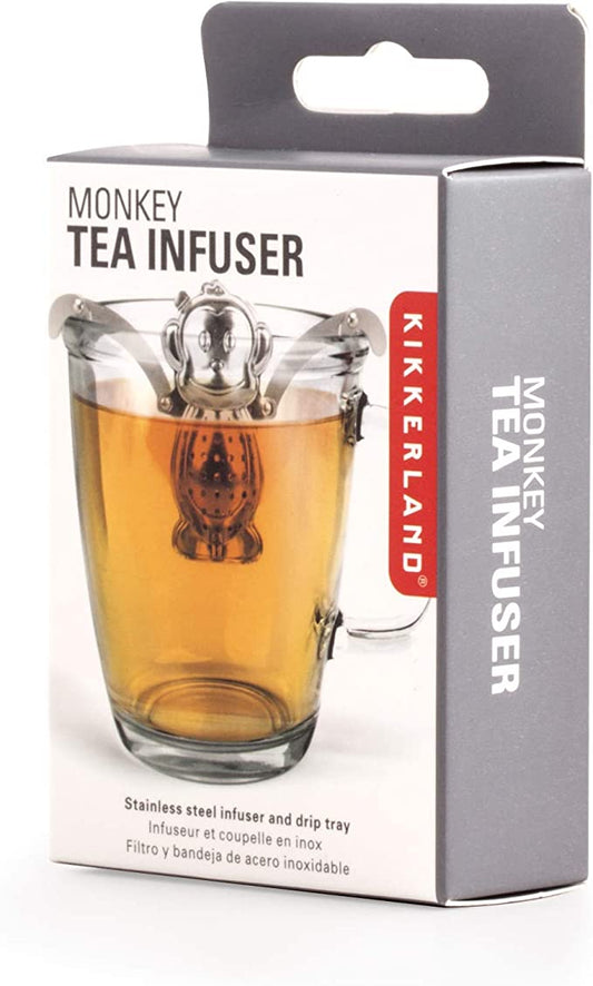 "Sale" Kikkerland - Metal Monkey Hanging Tea Infuser with Saucer CU39