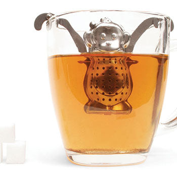 "Sale" Kikkerland - Metal Monkey Hanging Tea Infuser with Saucer CU39