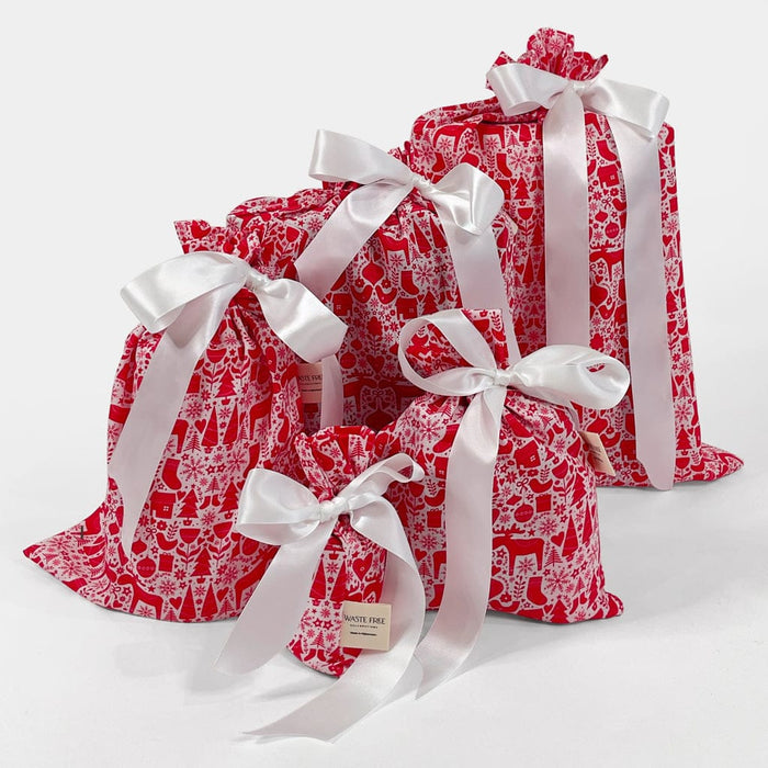 Waste Free Celebrations Set of 5 Scandi Rensdyr Reusable Gift Bag Set
