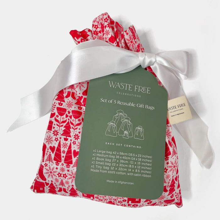 Waste Free Celebrations Scandi Rensdyr Reusable Gift Bag Set