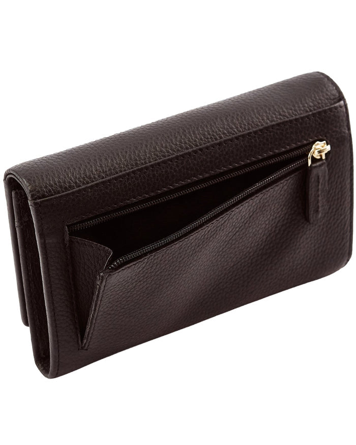 Pojemny portfel damski WINGS skórzany z ochroną RFID BLACK LEATHER COLLECTION