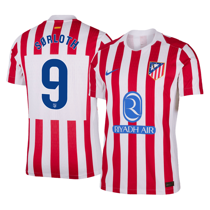 S?RLOTH #9 Atletico Madrid Home Player Version Jersey 2025/26