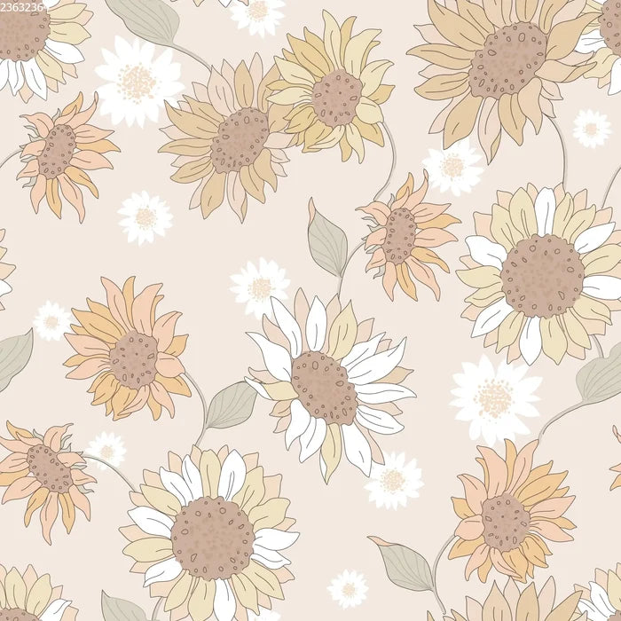 Sunflowers & Daisies Sand - Family Fabrics B.V.