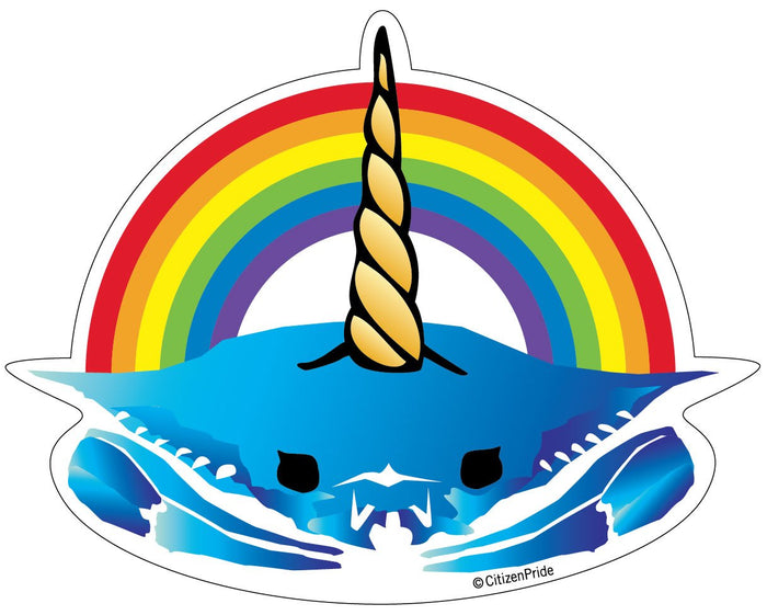 Unicorn Crab w/ Rainbow, Large Decal