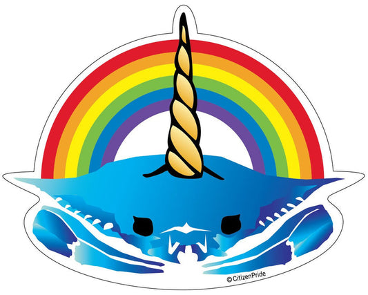 Unicorn Crab w/ Rainbow, Large Decal