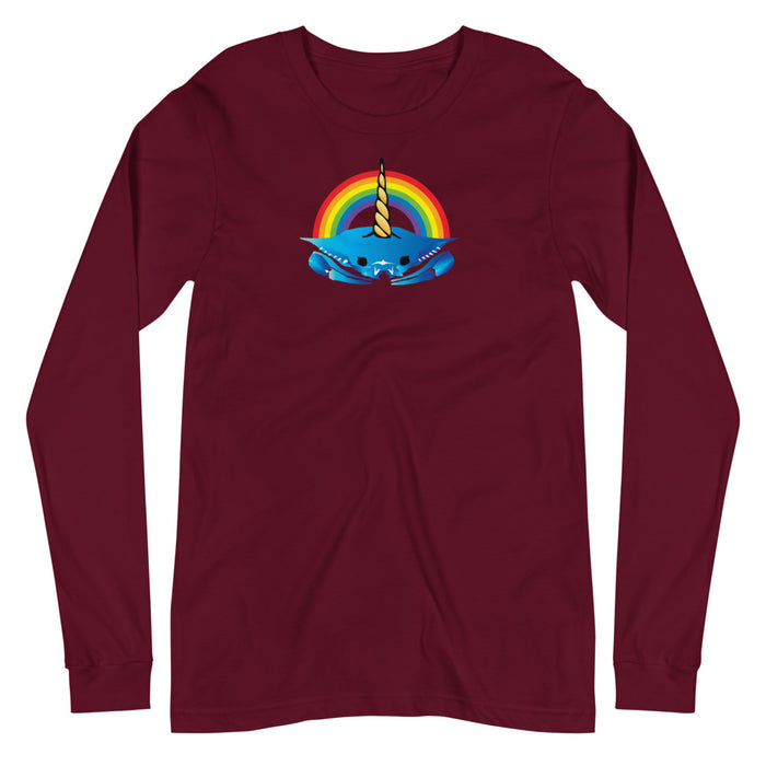 Unicorn Crab w/ Rainbow, Unisex Long Sleeve Tee