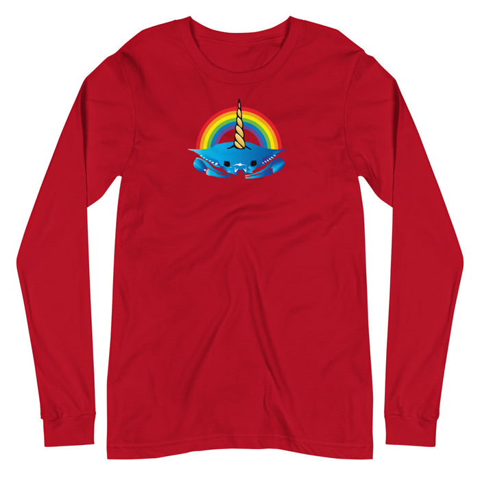 Unicorn Crab w/ Rainbow, Unisex Long Sleeve Tee