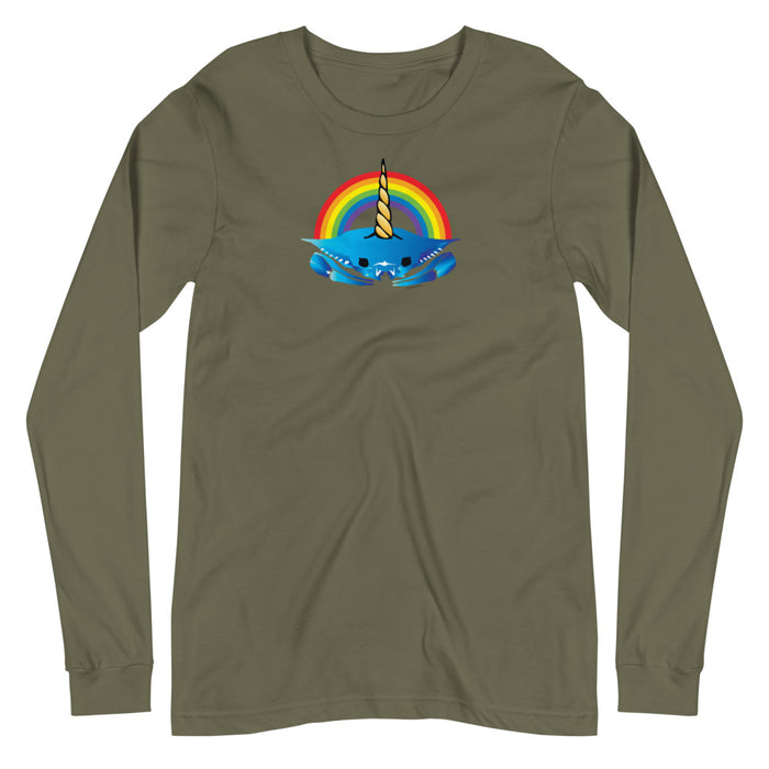 Unicorn Crab w/ Rainbow, Unisex Long Sleeve Tee