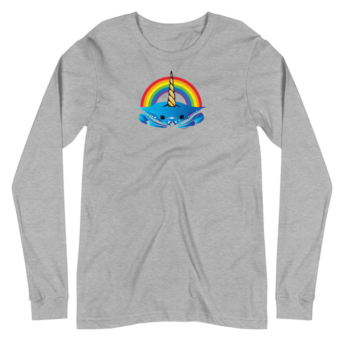 Unicorn Crab w/ Rainbow, Unisex Long Sleeve Tee