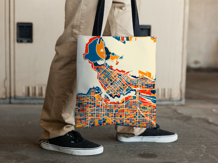 Vancouver Map Tote Bag - British Columbia Map Tote Bag 15x15