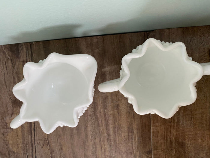 Vintage Fenton Milk Glass Hobnail Sugar and Creamer Set at Duckwells