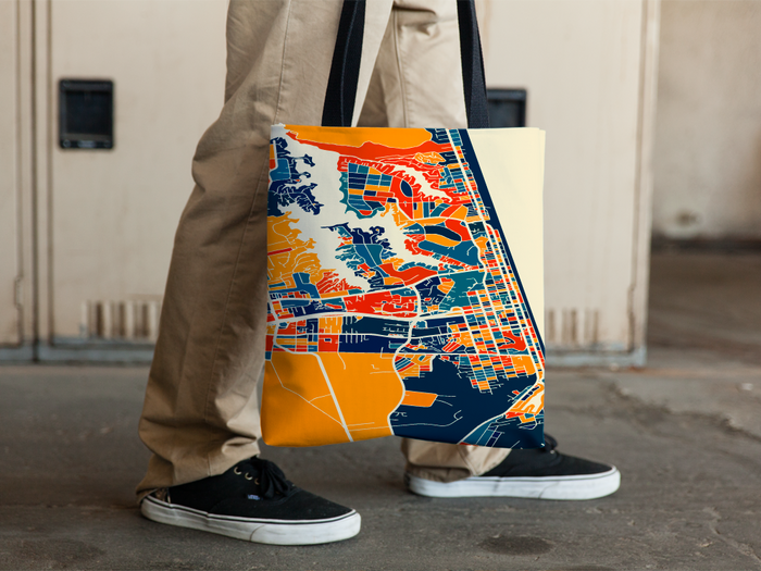 Virginia Beach Map Tote Bag - Virginia Map Map Tote Bag 15x15
