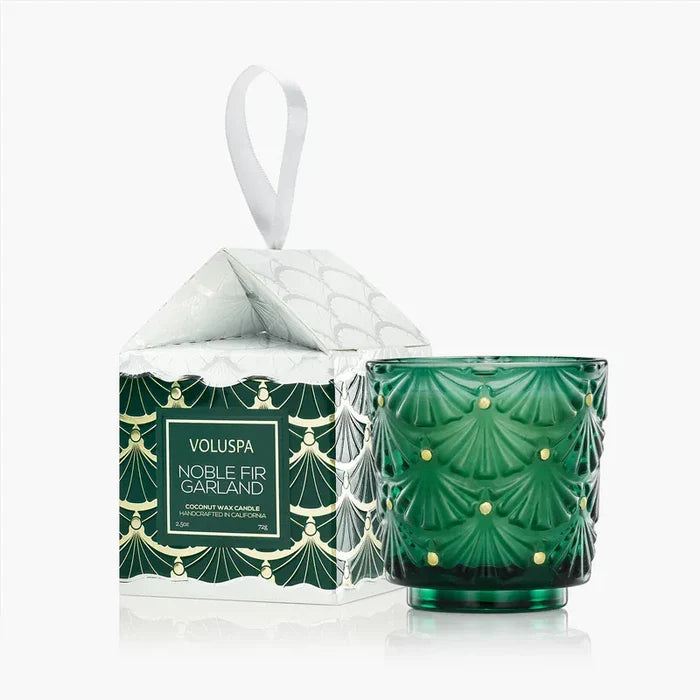 Voluspa Crushed Noble Fir Ornament Pedestal Candle