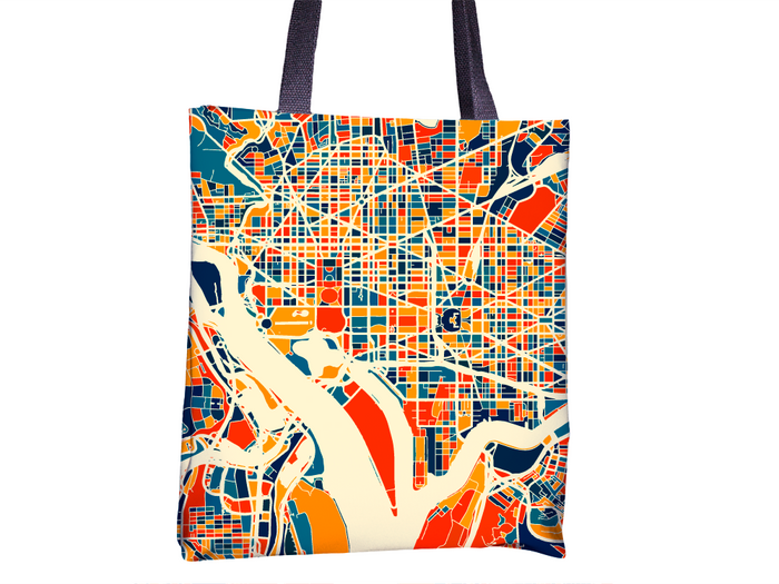 Washington Map Tote Bag - Washington Dc Map Tote Bag 15x15