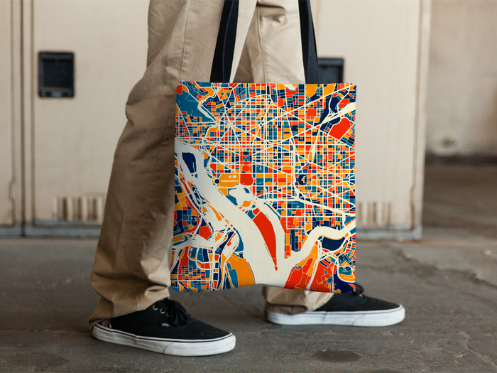 Washington Map Tote Bag - Washington Dc Map Tote Bag 15x15