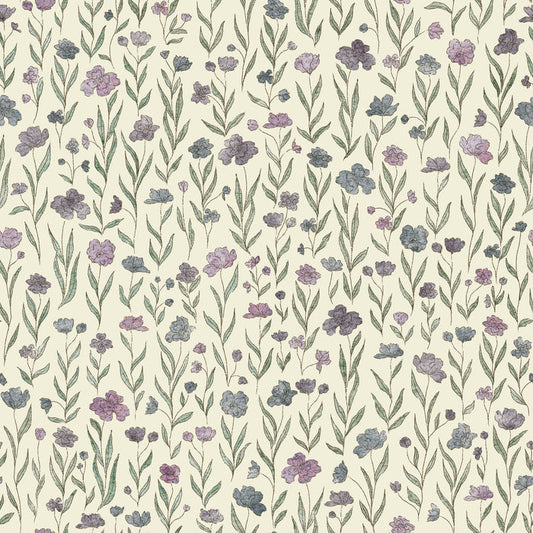 Watercolor Flowers Blue ish Purple - Family Fabrics B.V.