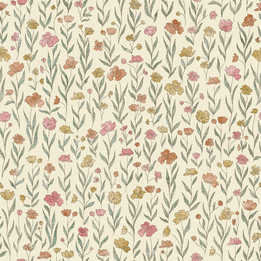 Watercolor Flowers Yellow Orange Pink - Family Fabrics B.V.