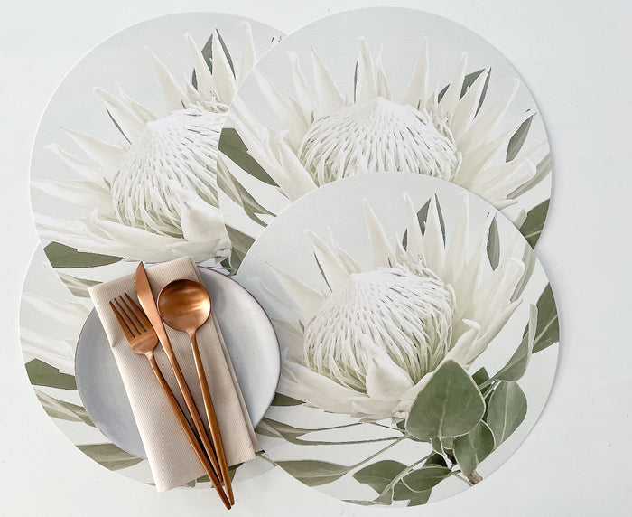 White King Protea Round Placemats