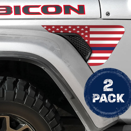 White & Red Thin Blue Line Flag 2pc Vinyl Fender Decal