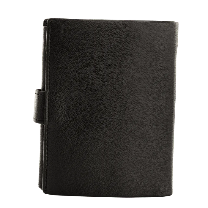 WINGS Męski portfel ze skóry naturalnej zapinany Black LEATHER COLLECTION