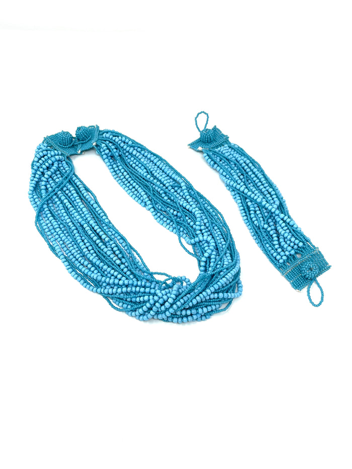 Zulu Beaded 30 Strand Necklace & Bangle Set