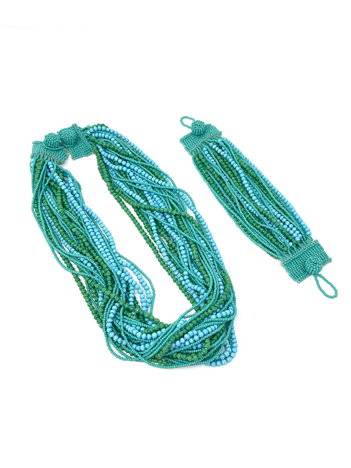 Zulu Beaded 30 Strand Necklace & Bangle Set