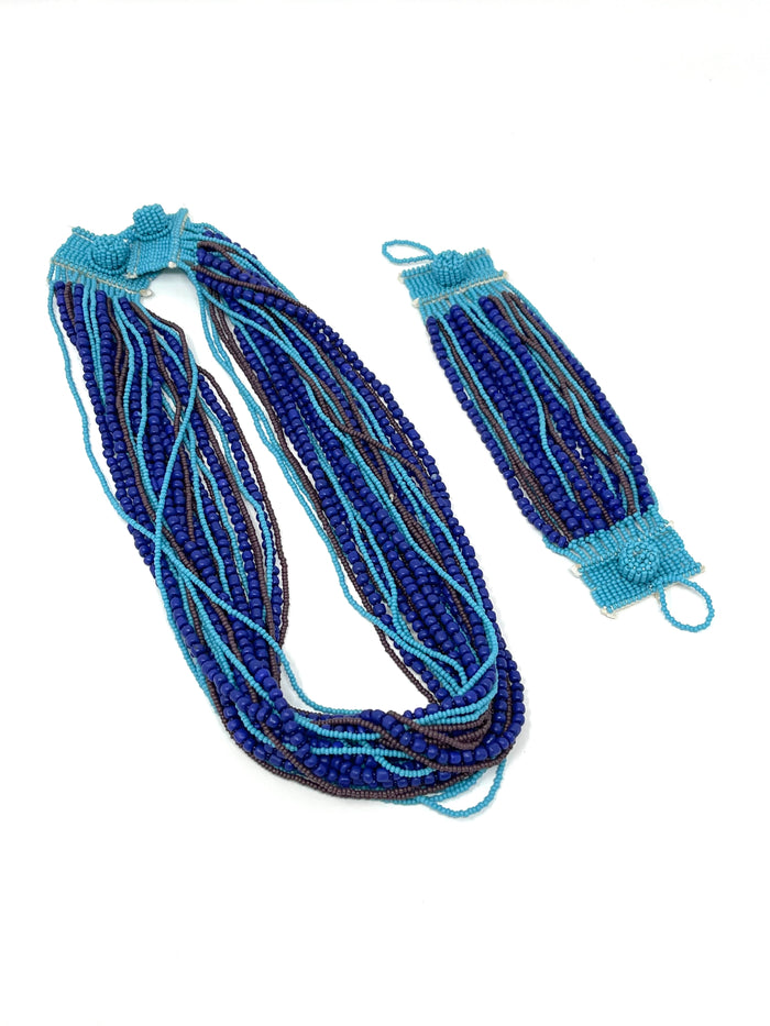 Zulu Beaded 30 Strand Necklace & Bangle Set